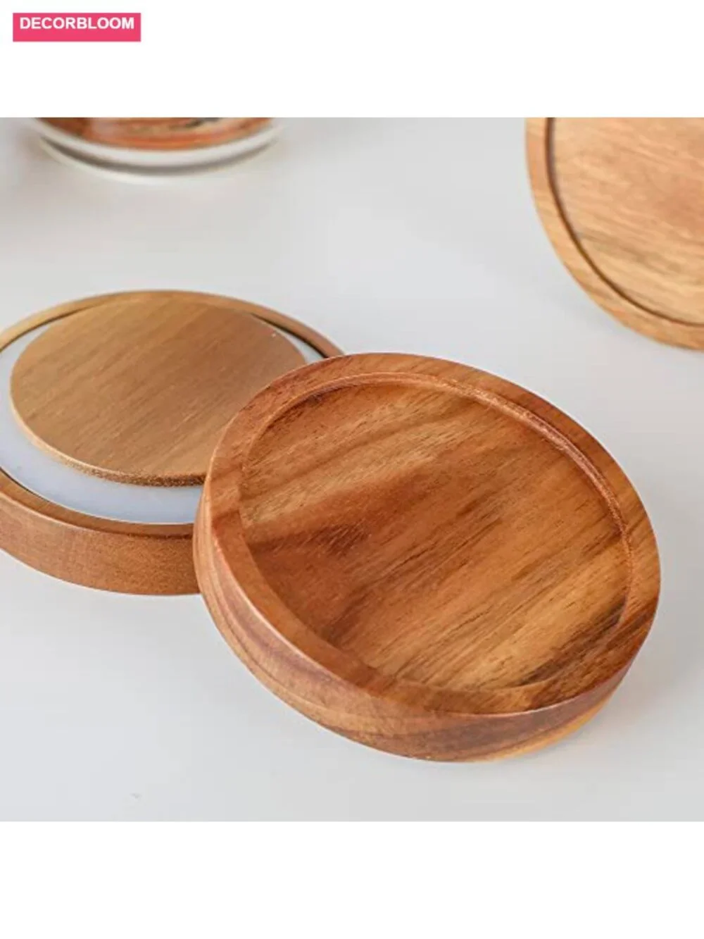 Glass Storage Jars with Wood Lid, Set of 5 Airtight Containers for Kitchen